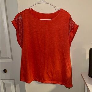 Coral Lace Accent Women's Top